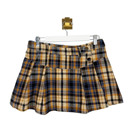 Free People Serena Micro Skort Plaid Skirt Undershorts Yellow Gray Sz 12 NWT - Picture 5 of 11